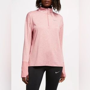 Nike Dry Element Half-Zip Long-Sleeve Running Top Rust Pink/Heather size Medium